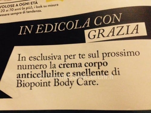 Allegato rivista Grazia, anticellulite Biopoint