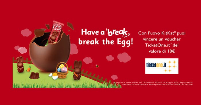 Concorso KitKat uova di Pasqua: vinci buoni Ticket One