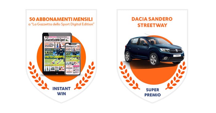 Concorso Gazzetta: vinci auto Dacia e abbonamenti