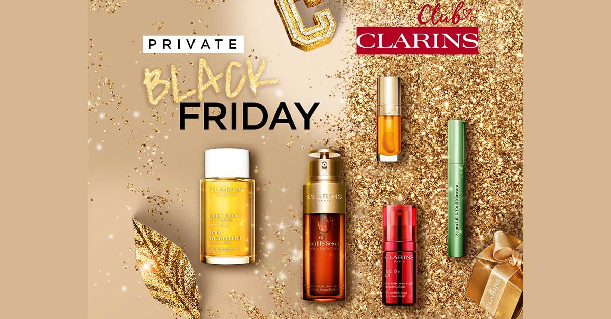 Black Friday Clarins 10€ di sconto, campioni e kit omaggio e per il