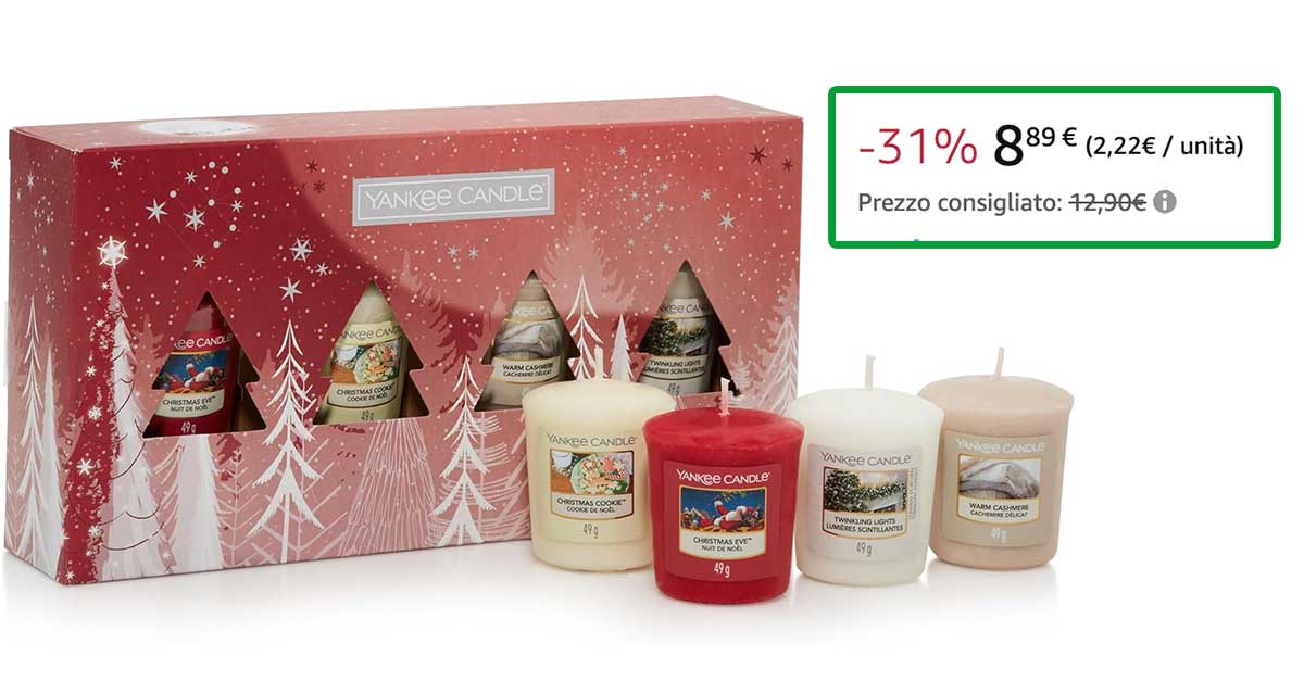 Set Regalo Yankee Candle in Sconto: 4 Candele a 8,89€ (-31%)