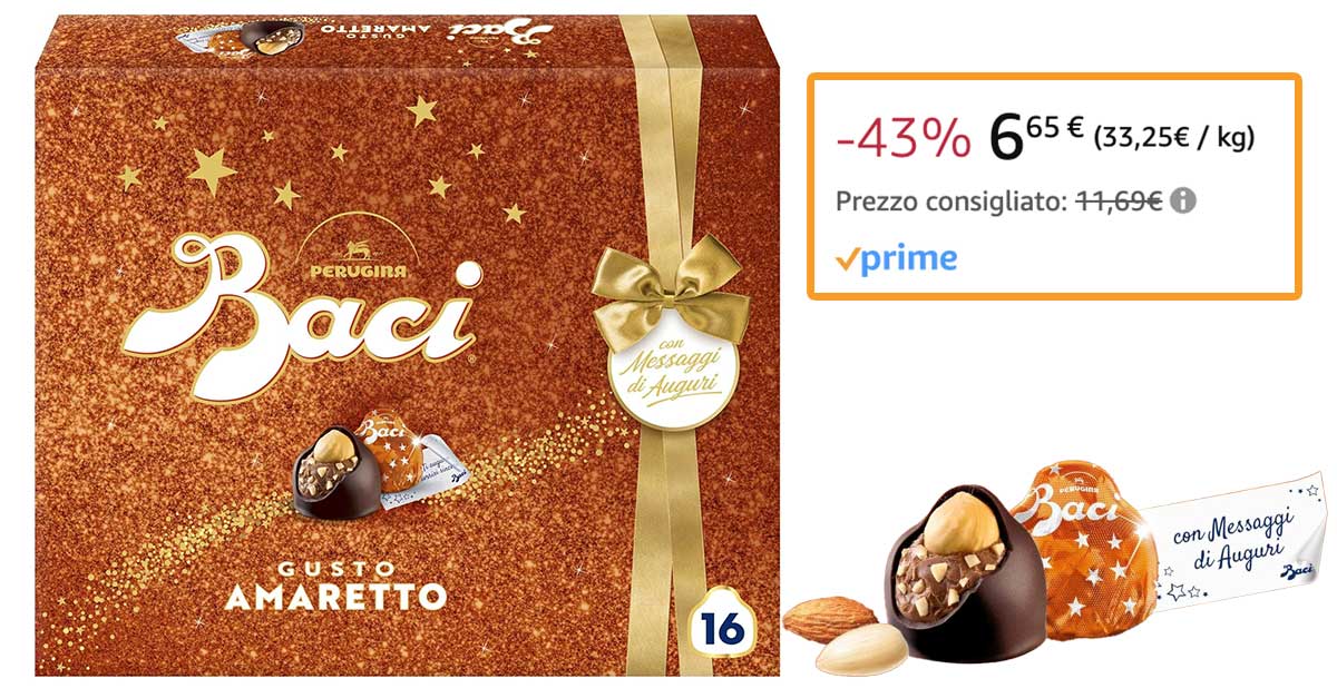 BACI PERUGINA Cioccolatini Fondenti ripieni al Gianduia Scatola 200g