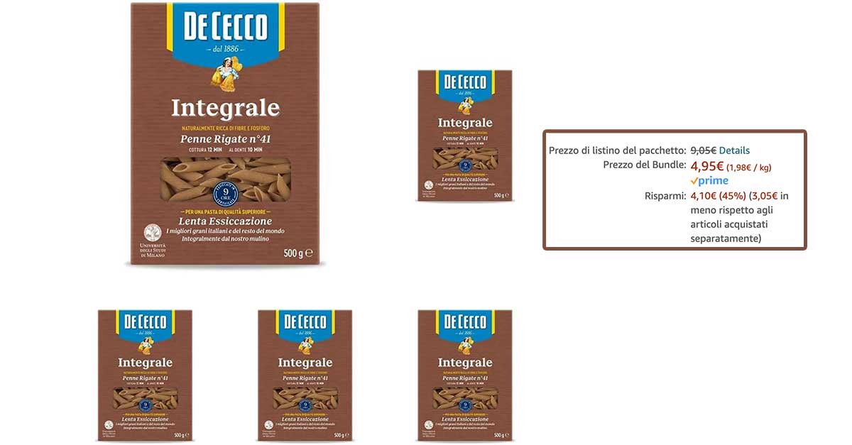 Offerta Imperdibile Su Amazon Pasta Integrale De Cecco Risparmia Il Con Il Bundle Da