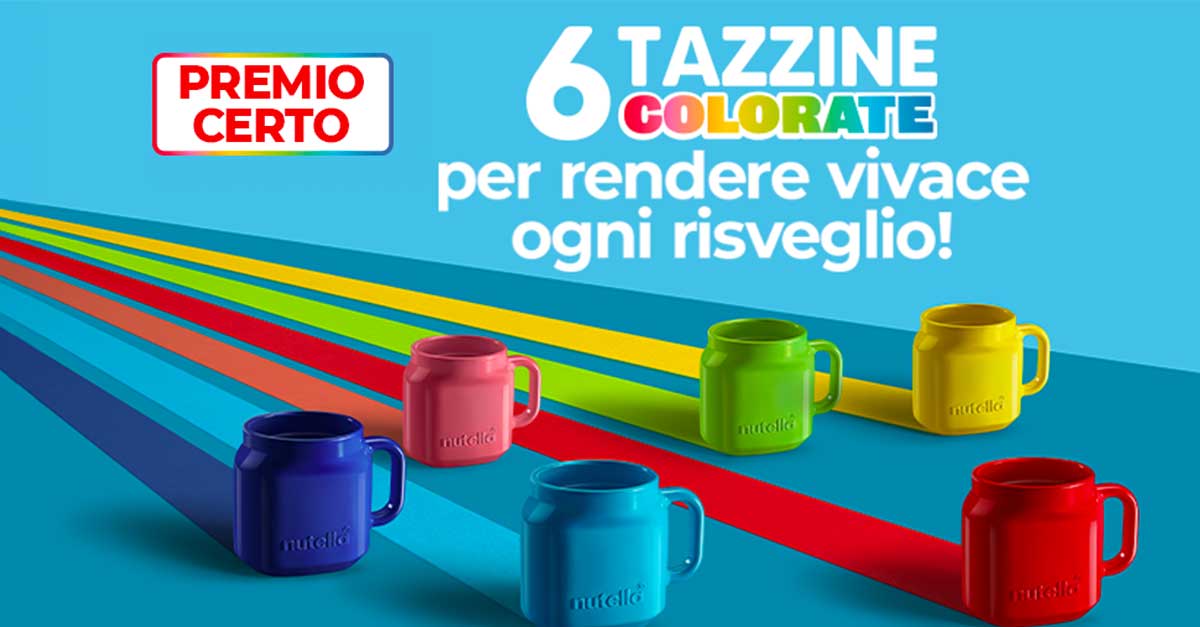 Premio certo "Tazzine Nutella 2024" in vetro e coloratissime