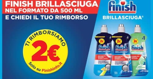 Cashback 2€ Finish Brillasciuga 500ml