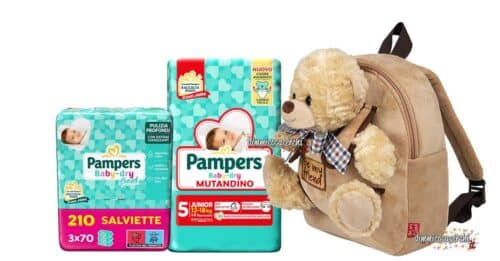 Con Pampers puoi vincere uno zainetto con peluche