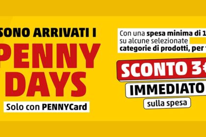 Penny Days: sconto spesa 3 euro