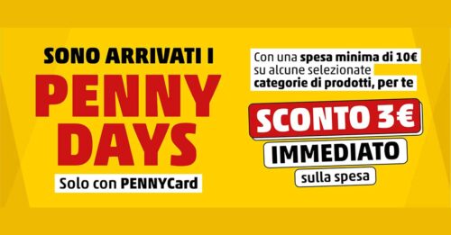 Penny Days: sconto spesa 3 euro