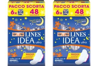 48 Assorbenti Lines Idea Ultra Notte con Ali a 2,11€ su Amazon